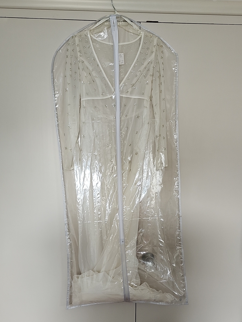 Embellished Ivory Sheer Long Bridal Coat Overlay Vintage Small